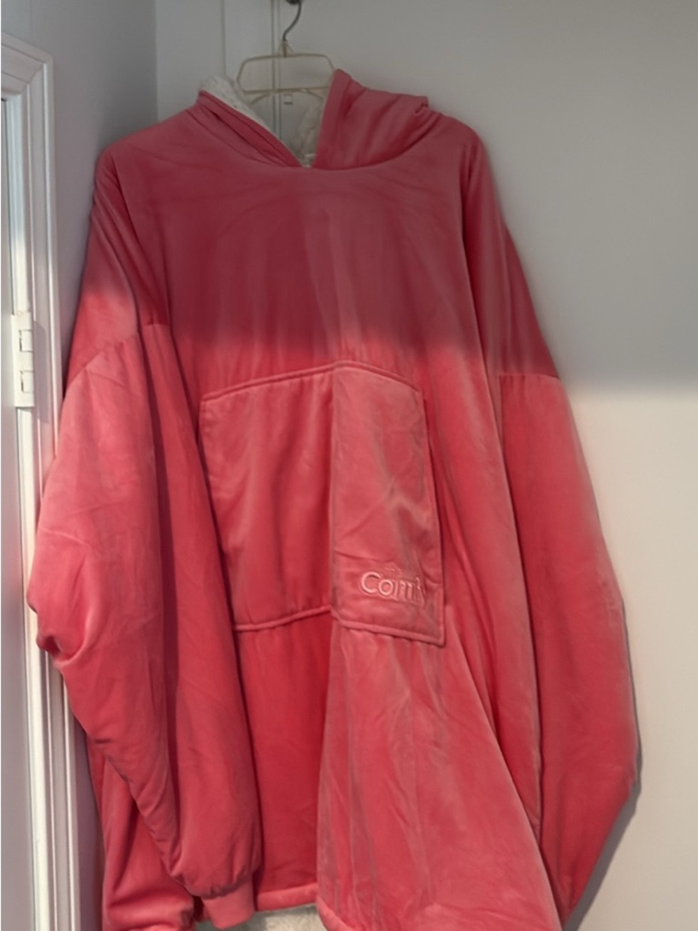 Cozy Pink Hooded Plush Pullover